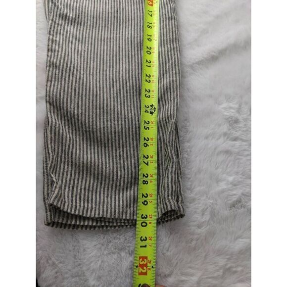 Not Perfect Linen Sleeveless Jumpsuit Gray Striped Women's Size M Medium Drawstr - Picture 10 of 13